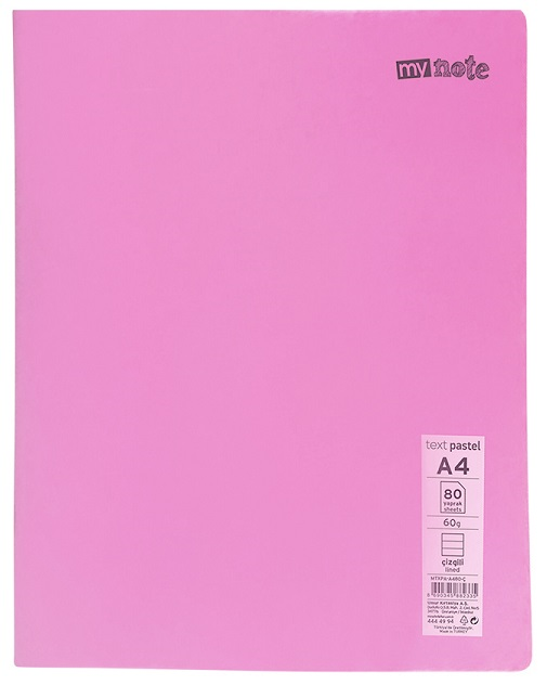 MYNOTE DEFTER TEXT PASTEL PP KAPAK DİKİŞLİ A4 100 YP KARELİ MTXPA-A4100-K
