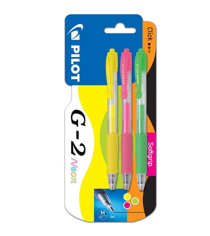 PILOT JEL KALEM G2 MEKANİZMALI 0.7 3 LÜ KARIŞIK NEON RENK BL-G2-7-3-NEON