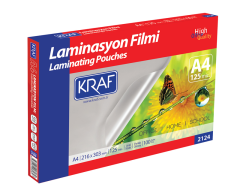 KRAF LAMİNASYON FİLMİ PARLAK A4 125 Mic. 100 LÜ 2124