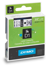 DYMO ŞERİT D1 9MM x 7MT BEYAZ/SİYAH 720680 40913-41913