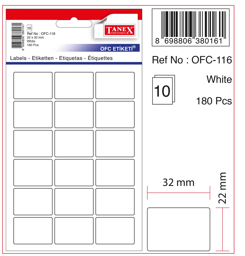 Beyaz Etiket Ölçü : 32×22 Mm Ofc-116