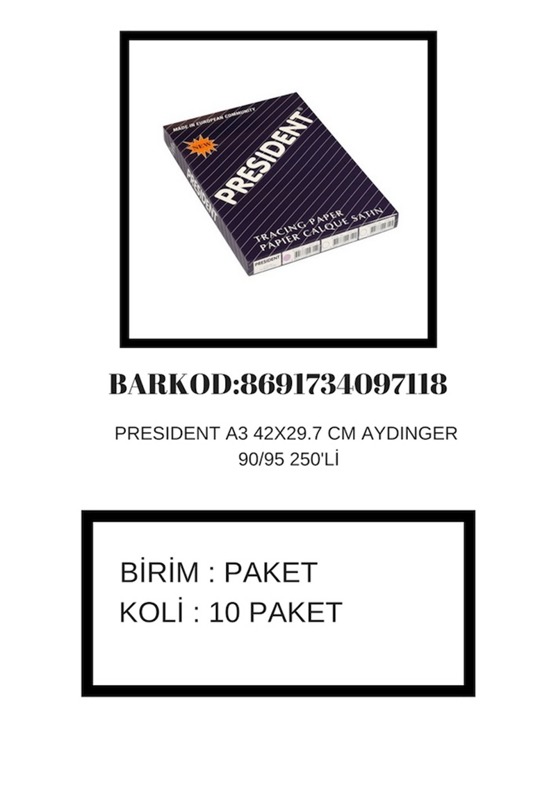 PRESIDENT AYDINGER A3 90/95 GR 250 Lİ