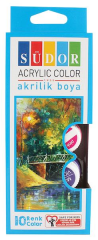SÜDOR AKRİLİK BOYA SET 10X15 ML SD122