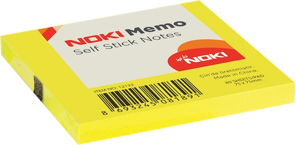 NOKİ MEMO YAPIŞKANLI NOT KAĞIDI 75x75 80 YP 12133 LİMON SARI