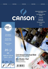 CANSON RESİM ve ÇİZİM BLOĞU 1557 MIX MEDIA FINFACE SPİRALLİ A5 200 GR 20 SF FCNS20020A5US