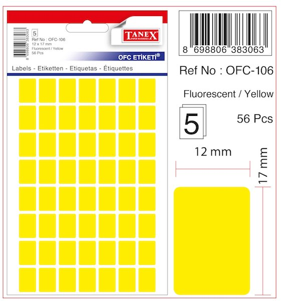 TANEX OFİS ETİKETİ OFC-106 FLORASAN SARI