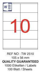 TANEX LASER ETİKET TW-2510 105 X 56 MM ( 10 ) 100 LÜ