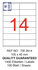 TANEX LASER ETİKET TW-2614 105 X 40 MM ( 14 ) 100 LÜ