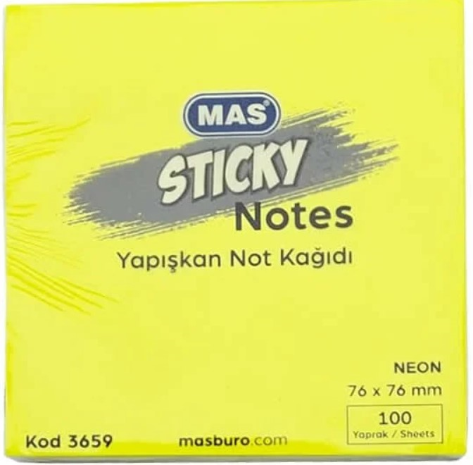 MAS YAPIŞKANLI NOT KAĞIDI 3659 76x76 100 YP NEON