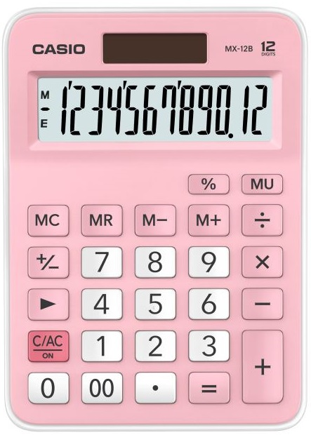 CASIO HESAP MAKİNESİ MASAÜSTÜ MX-12B-PK 12 HANE PEMBE