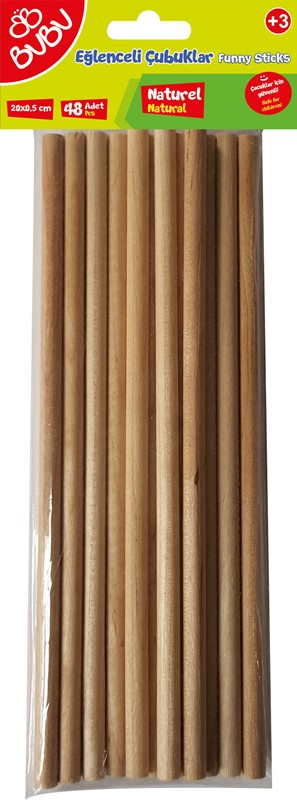 BU-BU EĞLENCELİ ÇUBUKLAR NATÜREL 20x0,5CM 48'Lİ