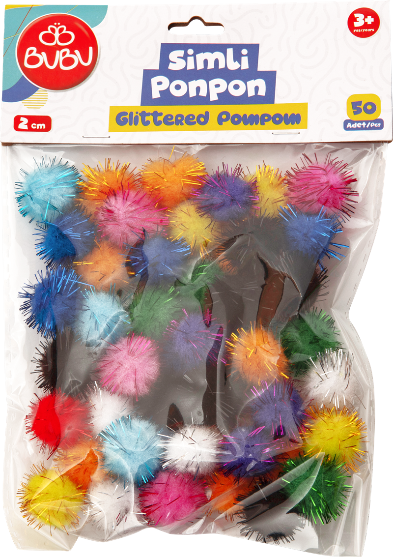 BU-BU PONPON SİMLİ 2CM 50'Lİ KARMA BUBU-PON005