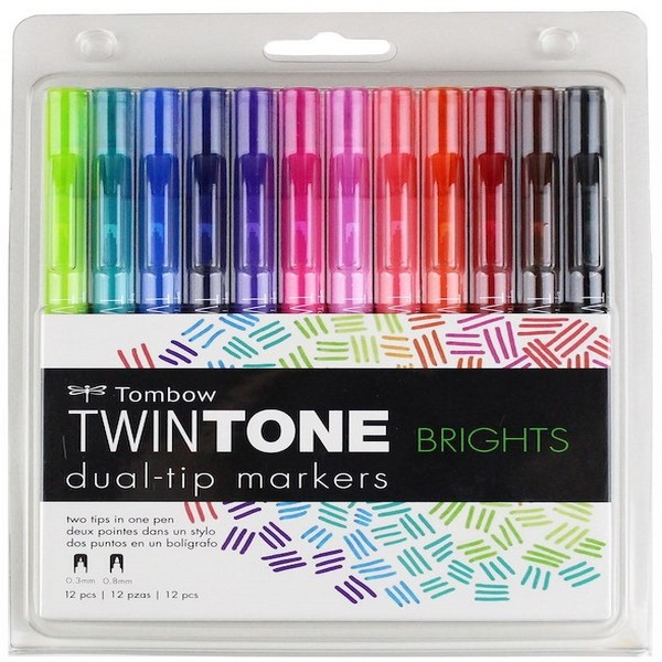 TOMBOW TWIN TONE DUAL-TIP GRAFİK KALEMİ SETİ 12 RENK BRIGHTS T-WS-PK-S12 BRI