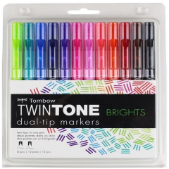 TOMBOW TWIN TONE DUAL-TIP GRAFİK KALEMİ SETİ 12 RENK BRIGHTS T-WS-PK-S12 BRI