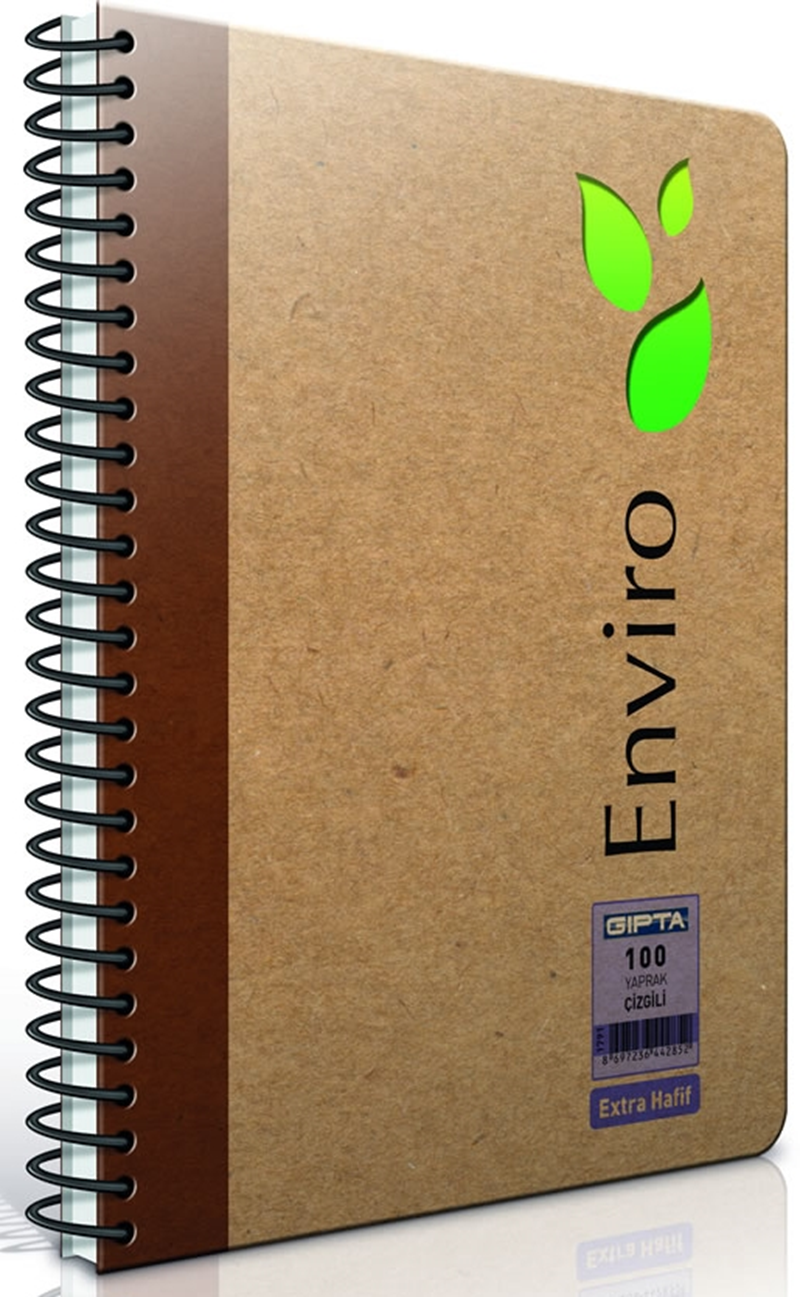 GIPTA DEFTER ENVIRO 17x24 SPİRALLİ KRAFT SERT KAPAK 100 YP. KARELİ 1794