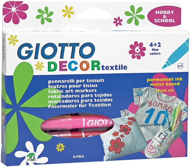 GIOTTO DECOR TEXTILE KUMAŞ KALEMİ 6 LI ASKILI PAKET 494800