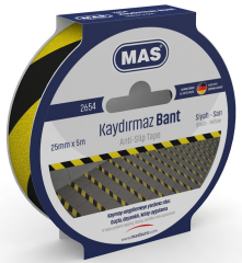 MAS KAYDIRMAZ BANT 25 MM x 5 M SARI & SİYAH 2654