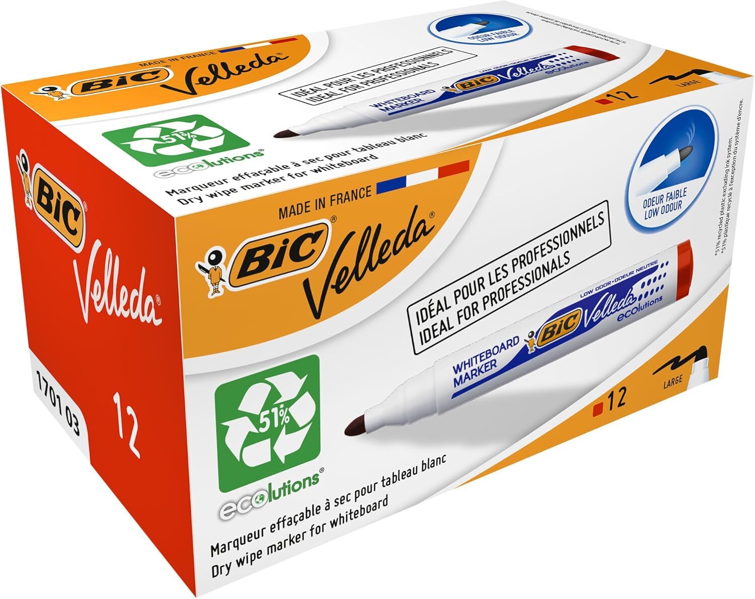 Bic Velleda Beyaz Tahta Kalemi 1701 Eco 12 Li Kırmızı 904939