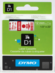 DYMO ŞERİT D1 12MM x 7MT BEYAZ/KIRMIZI 720550 45015
