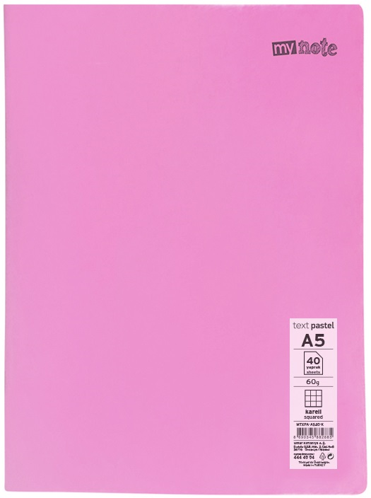 MYNOTE DEFTER TEXT PASTEL PP KAPAK DİKİŞLİ A5 40 YP KARELİ MTXPA-A540-K
