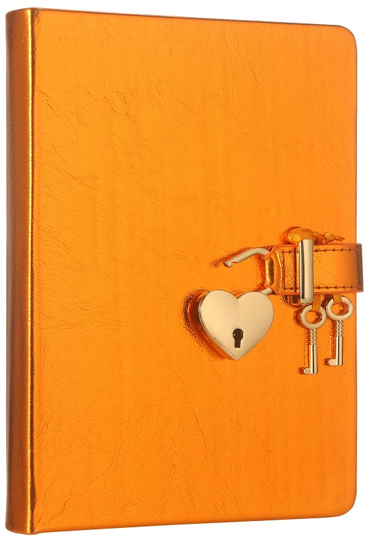 VJ DEFTER HUSH HUSH KİLİTLİ METALİK KUTULU 13x18 Cm. 80 Gr. 160 YP. DÜZ TURUNCU 4401