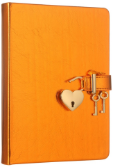 VJ DEFTER HUSH HUSH KİLİTLİ METALİK KUTULU 13x18 Cm. 80 Gr. 160 YP. DÜZ TURUNCU 4401