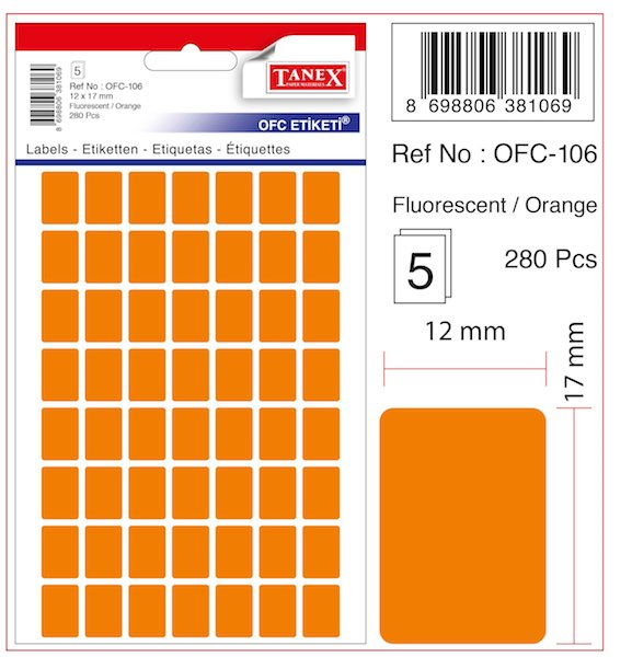 TANEX OFİS ETİKETİ OFC-106 FLORASAN TURUNCU