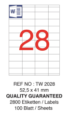 TANEX LASER ETİKET TW-2028 52.5 X 41 MM 100 LÜ