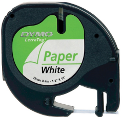 S0721660 Letratag Plastik Etiket 12 Mm X 4 Metre Beyaz 91201
