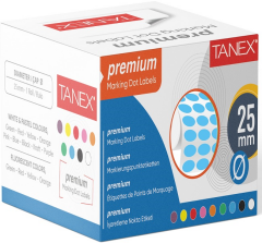 TANEX NOKTA ETİKETİ 25 MM 2500 LÜ MAVİ TEKLİ KUTU