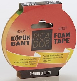 PICADOR ÇİFT TARAFLI BANT KÖPÜK ASKILI 4301 19MMX5MT KO002