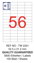 TANEX LASER ETİKET TW-2321 52.5 X 21.2 MM ( 56 ) 100 LÜ