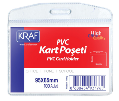 KRAF KART POŞETİ PVC   95x65mm YATAY 100 LÜ