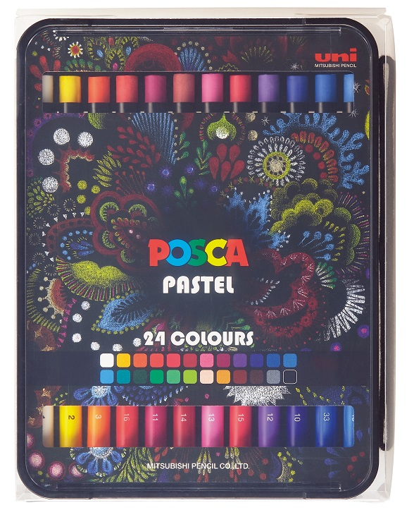 UNİ PASTEL BOYA POSCA 24 LÜ KALEM KUTU SET KPA-100/24C