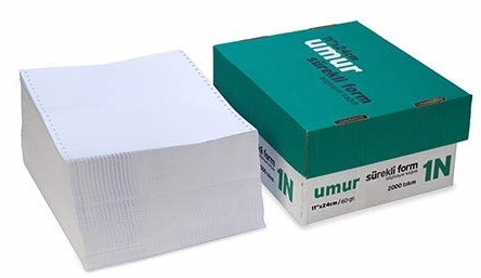 UMUR SÜREKLİ FORM 11x24 CM BEYAZ 1 NÜSHA 60 GR 5.5 PERFORELİ 2000 Lİ 30000000