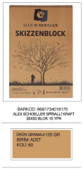 ALEX RESİM BLOK KRAFT 35x50 SPİRALLİ 15 Lİ ALX-1175
