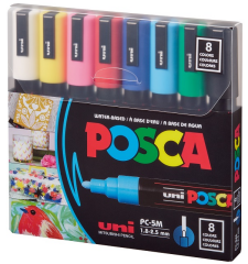 UNİ POSTER MARKÖRÜ POSCA 1.8-2.5 PC-5M/8C ANA RENK 8 Lİ