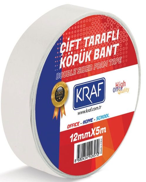 Çift Taraflı Köpük Bant 12 Mm X 5 Metre