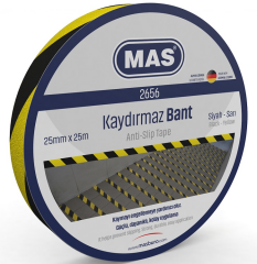 MAS KAYDIRMAZ BANT 25 MM x 25 M SARI & SİYAH 2656