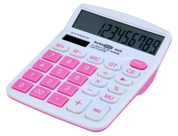 MAS HESAP MAKİNESİ 6928 12 HANE OFİS TİPİ RENKLİ SERİ PEMBE