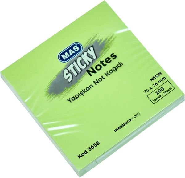 MAS YAPIŞKANLI NOT KAĞIDI 3658 76x76 100 YP NEON YEŞİL