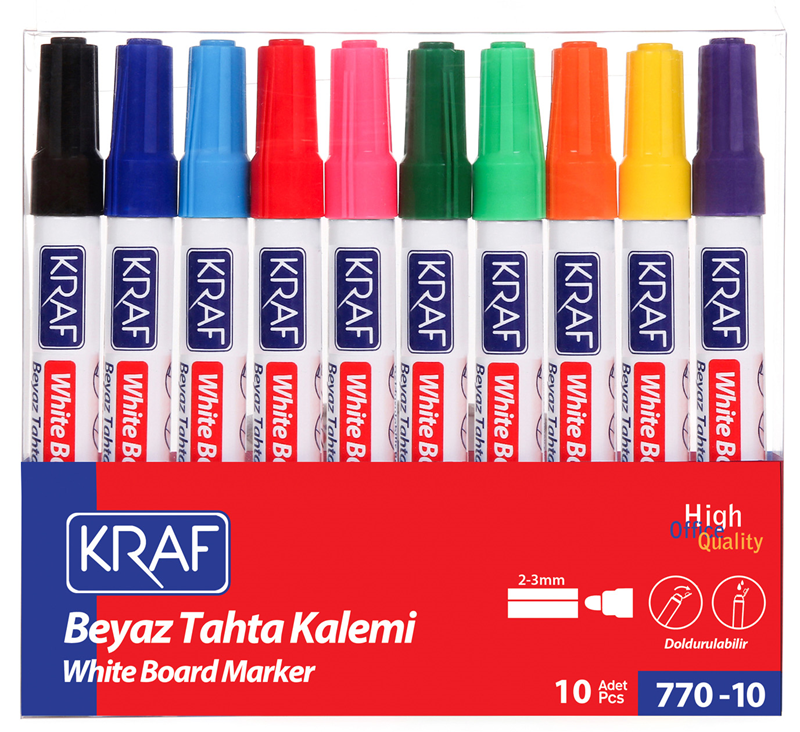 770 Doldurulabilir Beyaz Tahta Kalemi 10'lu Set
