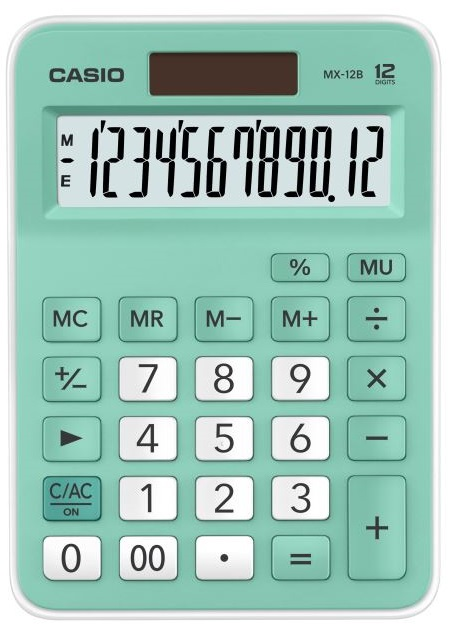 CASIO HESAP MAKİNESİ MASAÜSTÜ MX-12B-GN 12 HANE YEŞİL