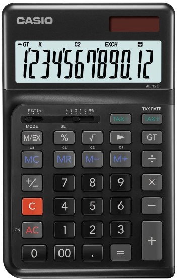 CASIO HESAP MAKİNESİ MASAÜSTÜ JE-12E-BK-W-DP