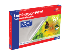 KRAF LAMİNASYON FİLMİ PARLAK A3 125 Mic. 100 LÜ 2123