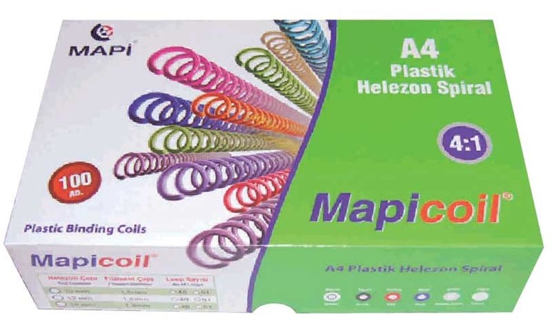 MAPİ SPİRAL PLASTİK HELEZON 4:1 8MM ŞEFFAF 200 ADET 48 LOP 2350804