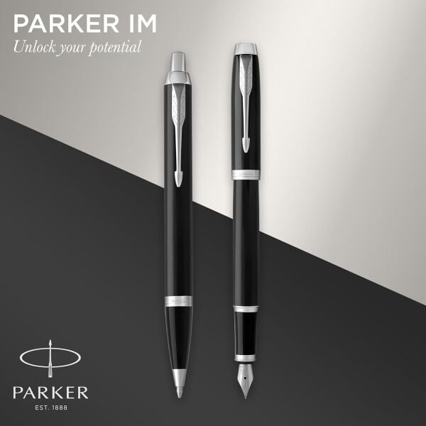 PARKER DOLMA KALEM + TÜKENMEZ KALEM KILIFLI IM LAKE SİYAH CT DUO SET 2214457