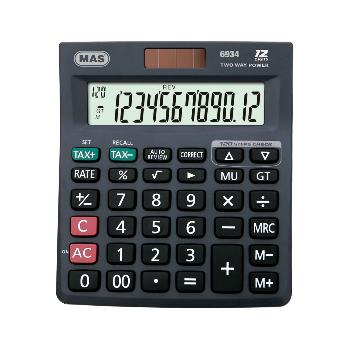 MAS HESAP MAKİNESİ 6934 12 HANE OFİS TİPİ ORTA PLASTİK PANEL