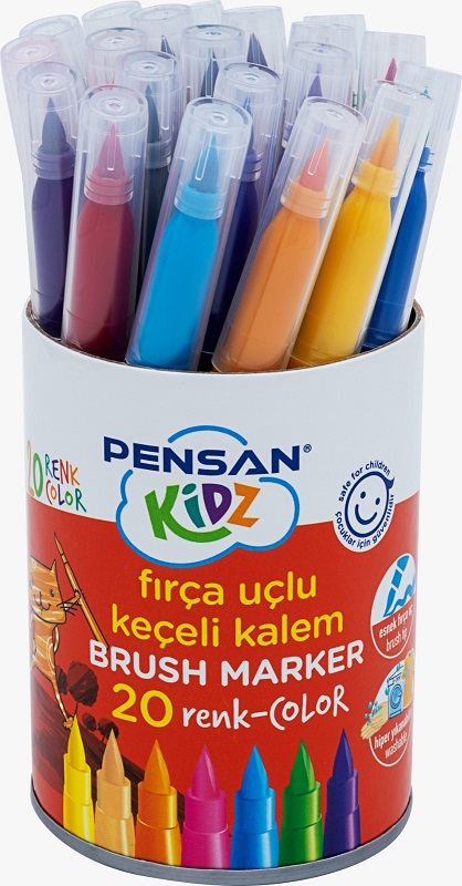PENSAN KİDZ KEÇELİ KALEM 4000 20 RENK FIRÇA UÇLU