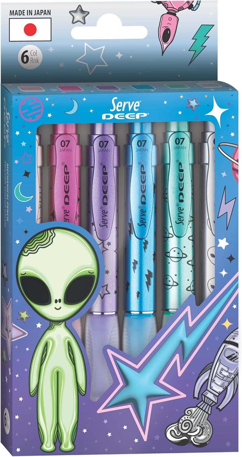 SERVE DEEP M.KUR KALEM UZAY TEMA METALİK 6 LI KUTU SET-B SV-DEEP0.7DM6PKRKT-B